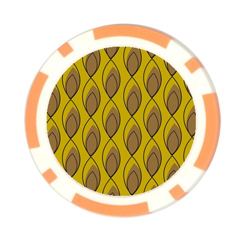 Yellow Brown Minimalist Leaves Poker Chip Card Guard from ArtsNow.com Front