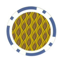 Yellow Brown Minimalist Leaves Poker Chip Card Guard from ArtsNow.com Front