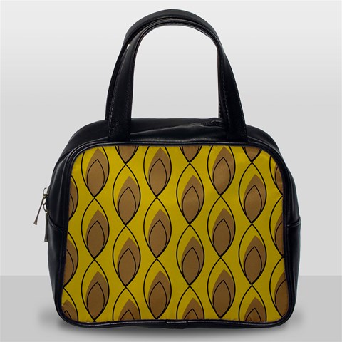 Yellow Brown Minimalist Leaves Classic Handbag (One Side) from ArtsNow.com Front