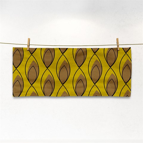 Yellow Brown Minimalist Leaves Hand Towel from ArtsNow.com Front