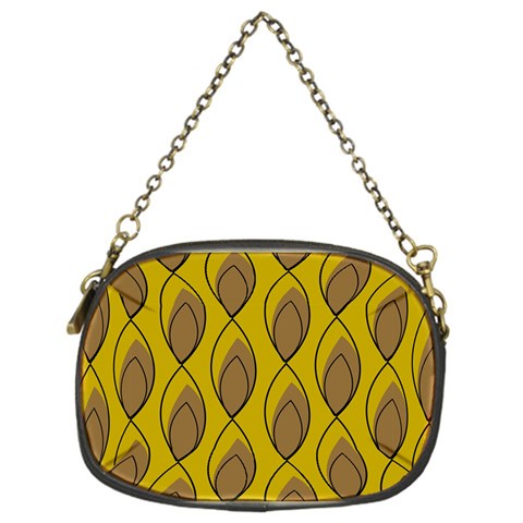 Yellow Brown Minimalist Leaves Chain Purse (One Side) from ArtsNow.com Front