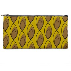 Yellow Brown Minimalist Leaves Pencil Case from ArtsNow.com Front