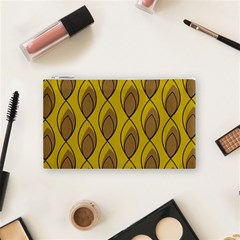 Yellow Brown Minimalist Leaves Cosmetic Bag (Small) from ArtsNow.com Front