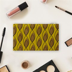 Yellow Brown Minimalist Leaves Cosmetic Bag (Small) from ArtsNow.com Back