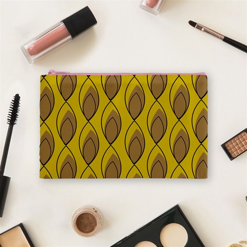 Yellow Brown Minimalist Leaves Cosmetic Bag (Medium) from ArtsNow.com Front