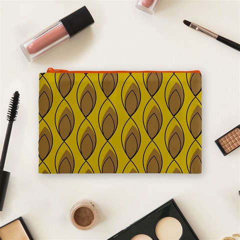 Yellow Brown Minimalist Leaves Cosmetic Bag (Medium) from ArtsNow.com Front