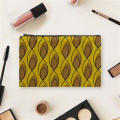 Yellow Brown Minimalist Leaves Cosmetic Bag (Medium) from ArtsNow.com Front