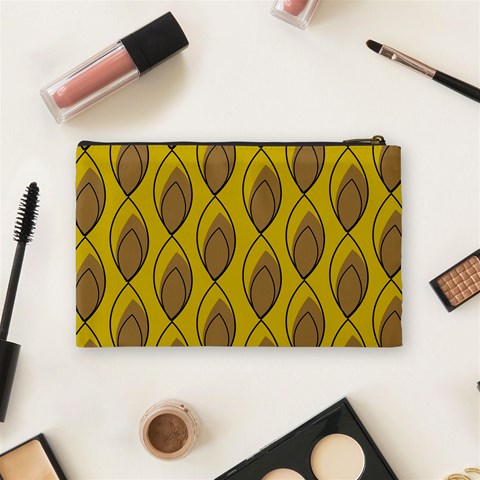 Yellow Brown Minimalist Leaves Cosmetic Bag (Medium) from ArtsNow.com Back