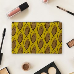 Yellow Brown Minimalist Leaves Cosmetic Bag (Medium) from ArtsNow.com Back