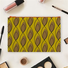 Yellow Brown Minimalist Leaves Cosmetic Bag (Large) from ArtsNow.com Front