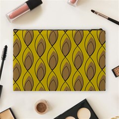 Yellow Brown Minimalist Leaves Cosmetic Bag (Large) from ArtsNow.com Back