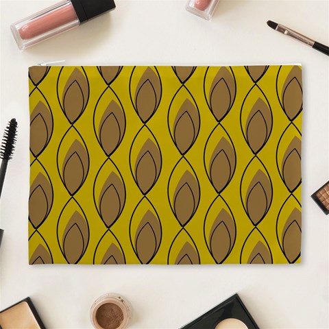 Yellow Brown Minimalist Leaves Cosmetic Bag (XL) from ArtsNow.com Front