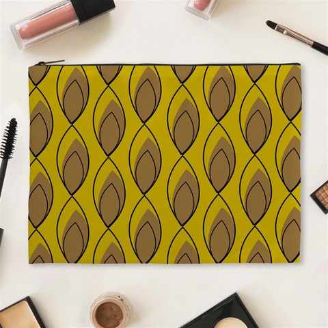 Yellow Brown Minimalist Leaves Cosmetic Bag (XL) from ArtsNow.com Front