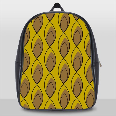 Yellow Brown Minimalist Leaves School Bag (Large) from ArtsNow.com Front