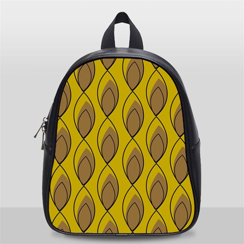 Yellow Brown Minimalist Leaves School Bag (Small) from ArtsNow.com Front