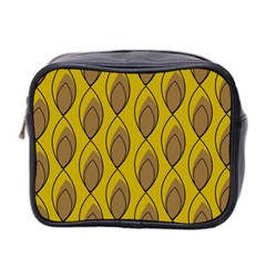 Yellow Brown Minimalist Leaves Mini Toiletries Bag (Two Sides) from ArtsNow.com Front