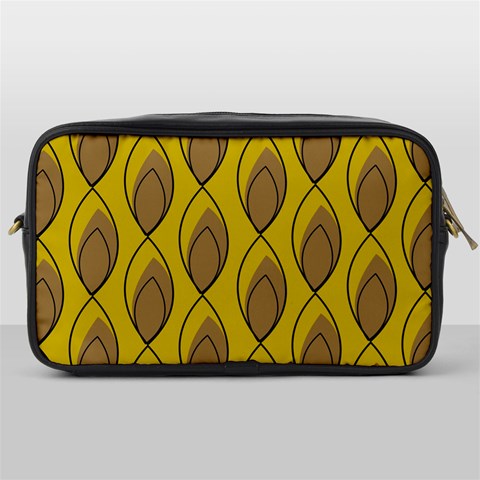 Yellow Brown Minimalist Leaves Toiletries Bag (One Side) from ArtsNow.com Front