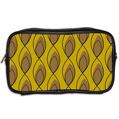 Yellow Brown Minimalist Leaves Toiletries Bag (Two Sides) from ArtsNow.com Back