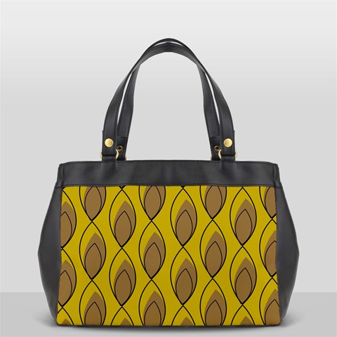 Yellow Brown Minimalist Leaves Oversize Office Handbag (2 Sides) from ArtsNow.com Front