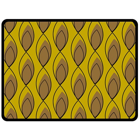 Yellow Brown Minimalist Leaves Fleece Blanket (Large) from ArtsNow.com 80 x60  Blanket Front