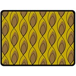 Yellow Brown Minimalist Leaves Fleece Blanket (Large)