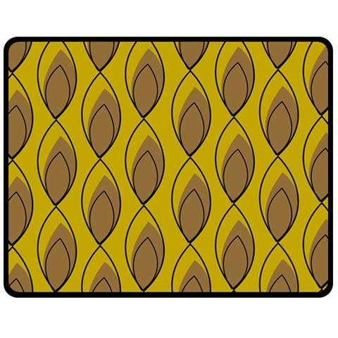 Yellow Brown Minimalist Leaves Fleece Blanket (Medium) from ArtsNow.com 60 x50  Blanket Front