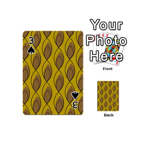 Yellow Brown Minimalist Leaves Playing Cards 54 Designs (Mini) from ArtsNow.com Front - Spade3