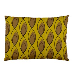 Yellow Brown Minimalist Leaves Pillow Case (Two Sides) from ArtsNow.com Front