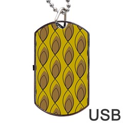 Yellow Brown Minimalist Leaves Dog Tag USB Flash (Two Sides) from ArtsNow.com Back