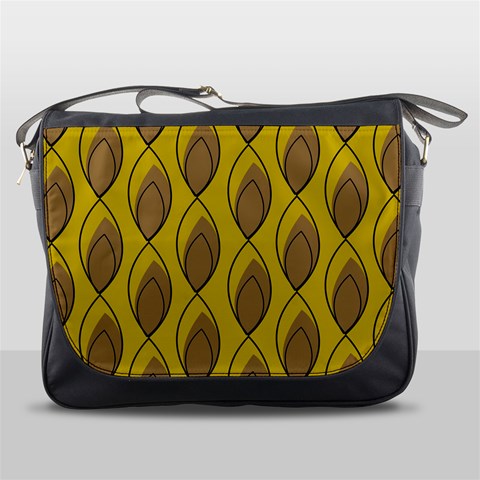 Yellow Brown Minimalist Leaves Messenger Bag from ArtsNow.com Front