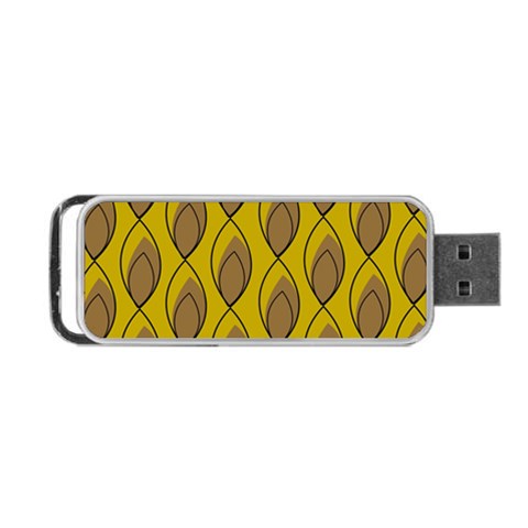 Yellow Brown Minimalist Leaves Portable USB Flash (One Side) from ArtsNow.com Front