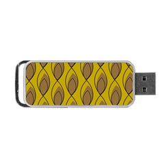 Yellow Brown Minimalist Leaves Portable USB Flash (Two Sides) from ArtsNow.com Front