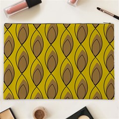 Yellow Brown Minimalist Leaves Cosmetic Bag (XXL) from ArtsNow.com Back