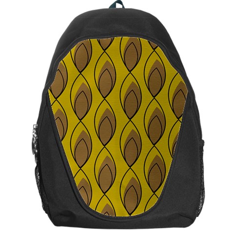 Yellow Brown Minimalist Leaves Backpack Bag from ArtsNow.com Front