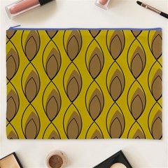 Yellow Brown Minimalist Leaves Cosmetic Bag (XXXL) from ArtsNow.com Front