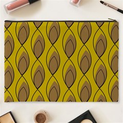 Yellow Brown Minimalist Leaves Cosmetic Bag (XXXL) from ArtsNow.com Back