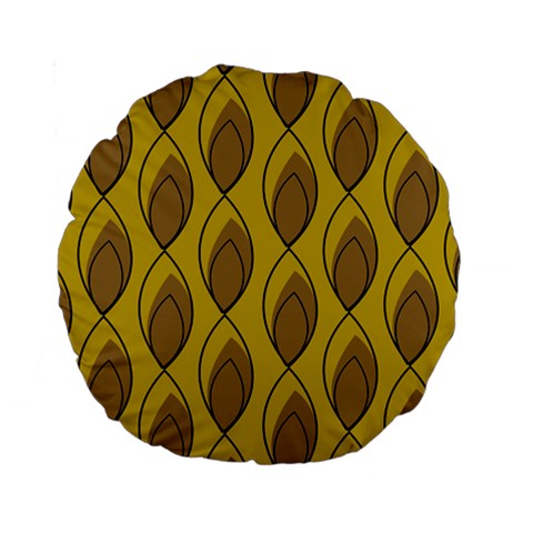 Yellow Brown Minimalist Leaves Standard 15  Premium Round Cushion  from ArtsNow.com Front