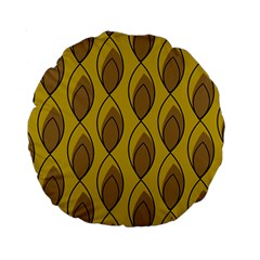 Yellow Brown Minimalist Leaves Standard 15  Premium Round Cushion  from ArtsNow.com Front