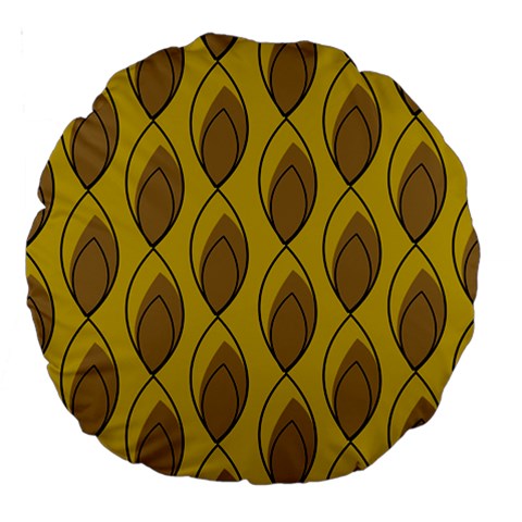 Yellow Brown Minimalist Leaves Large 18  Premium Round Cushion  from ArtsNow.com Front