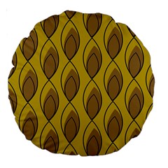 Yellow Brown Minimalist Leaves Large 18  Premium Round Cushion  from ArtsNow.com Front