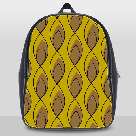 Yellow Brown Minimalist Leaves School Bag (XL) from ArtsNow.com Front