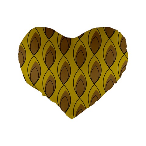 Yellow Brown Minimalist Leaves Standard 16  Premium Heart Shape Cushion  from ArtsNow.com Back