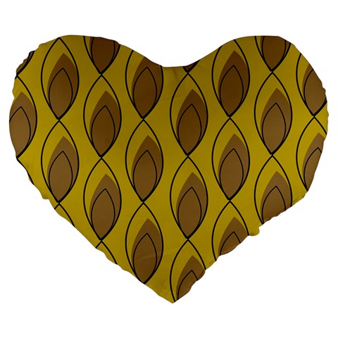 Yellow Brown Minimalist Leaves Large 19  Premium Heart Shape Cushion from ArtsNow.com Front