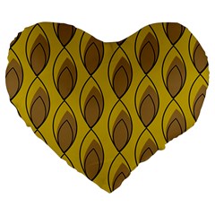 Yellow Brown Minimalist Leaves Large 19  Premium Heart Shape Cushion from ArtsNow.com Front