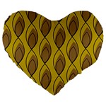 Yellow Brown Minimalist Leaves Large 19  Premium Heart Shape Cushion