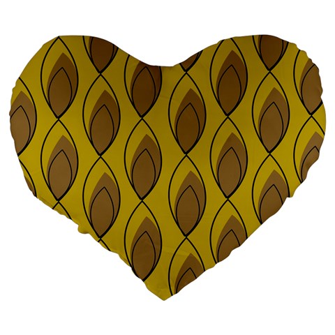 Yellow Brown Minimalist Leaves Large 19  Premium Heart Shape Cushion from ArtsNow.com Back