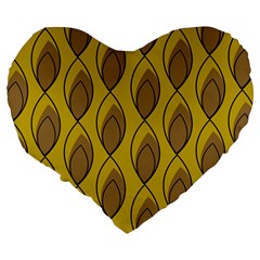 Yellow Brown Minimalist Leaves Large 19  Premium Heart Shape Cushion from ArtsNow.com Back