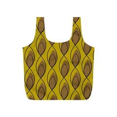 Yellow Brown Minimalist Leaves Full Print Recycle Bag (S) from ArtsNow.com Front