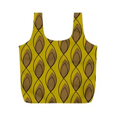 Yellow Brown Minimalist Leaves Full Print Recycle Bag (M) from ArtsNow.com Front