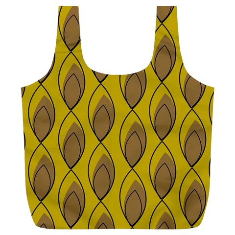 Yellow Brown Minimalist Leaves Full Print Recycle Bag (XL) from ArtsNow.com Front